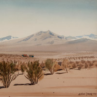 Milford Zornes, Desert, Watercolor, landscape, 1940s, Milford Zornes Desert Scene
